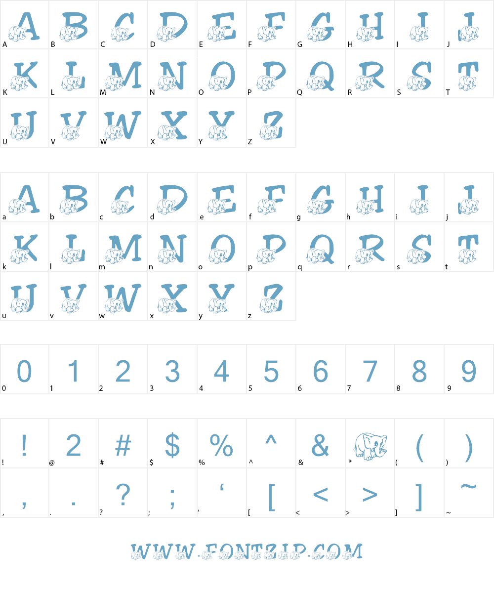 LMS Friendly Elephant Font Character